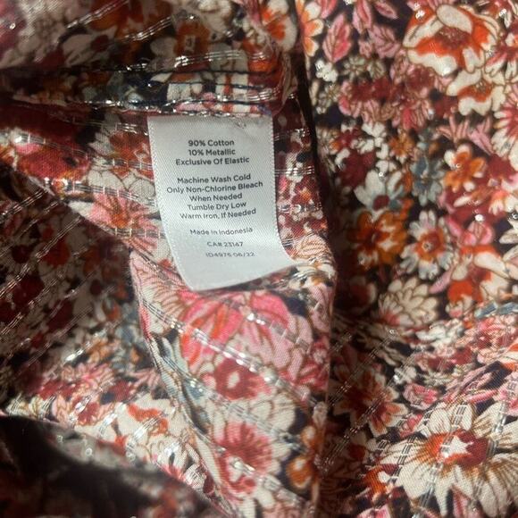 TALBOTS RUFFLE FLORAL LONG SLEEVE BLOUSE SIZE XL - Picture 4 of 6
